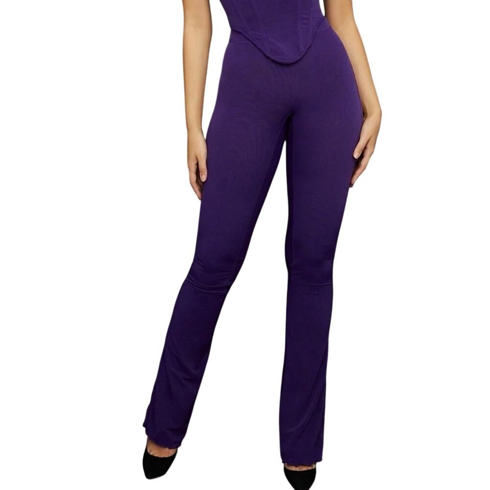 HOUSE of CB Erin Grape Mesh Trousers Purple Sheer Pants Sexy Medium